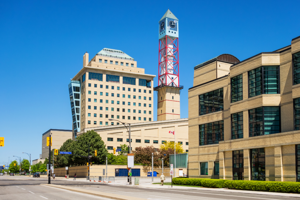 Mississauga City Hall And Clock Tower. Located in the downtown of Mississauga, Ontario