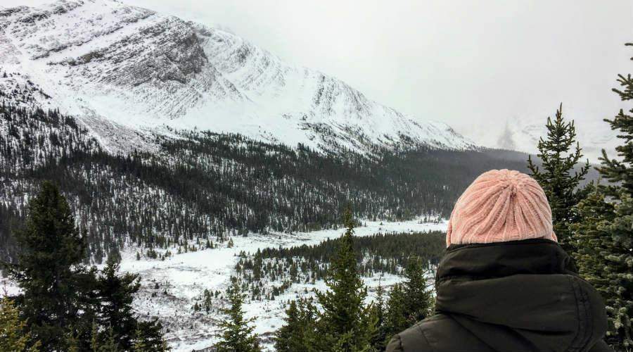 Ice skating on a frozen lake