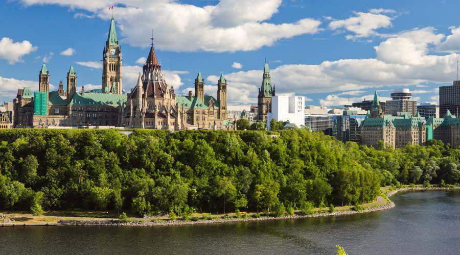 Panoramic view of the Parliament Hill in Ottawa